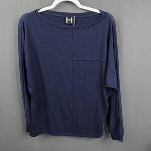 H By Bordeaux Womens Top Small Blue Oversize Minimalist Soft Girl Lounge Basic